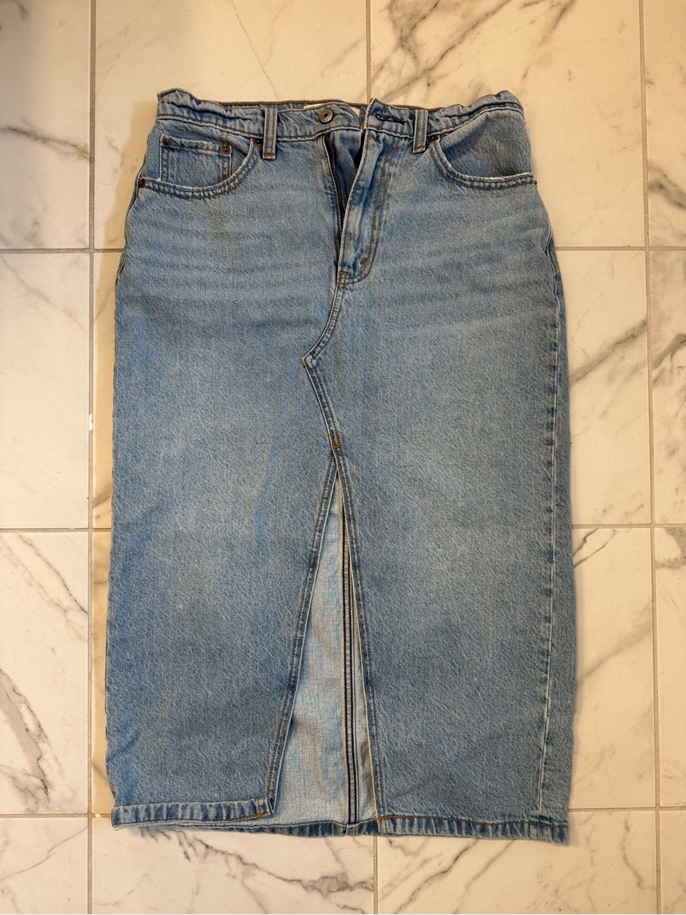 Abercrombie & Fitch Light Blue High-Rise Denim Skirt